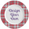 Red & Gray Dots and Plaid Ceramic Dinner Plates (Set of 4) (Personalized)