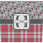 Red & Gray Dots and Plaid Ceramic Tile Hot Pad (Personalized)