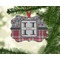 Red & Gray Dots and Plaid Christmas Ornament (On Tree)