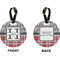 Red & Gray Dots and Plaid Circle Luggage Tag (Front + Back)
