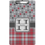 Red & Gray Dots and Plaid Clipboard (Legal Size) (Personalized)