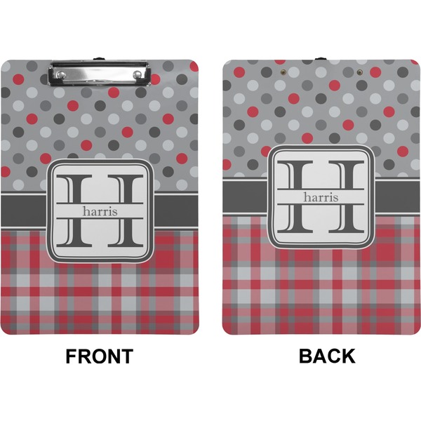 Red & Gray Dots and Plaid Clipboard (Letter) (Front + Back)