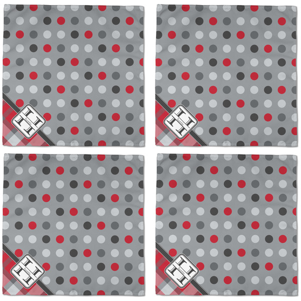 Red & Gray Dots and Plaid Cloth Napkins - Personalized Dinner (APPROVAL) Set of 4