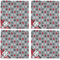 Red & Gray Dots and Plaid Cloth Napkins - Personalized Dinner (APPROVAL) Set of 4