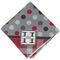 Red & Gray Dots and Plaid Cloth Dinner Napkin - Single w/ Name and Initial