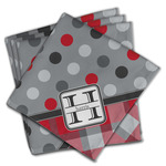 Red & Gray Dots and Plaid Cloth Napkins (Set of 4) (Personalized)