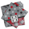 Red & Gray Dots and Plaid Cloth Napkins - Personalized Dinner (PARENT MAIN Set of 4)