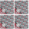 Red & Gray Dots and Plaid Cloth Napkins - Personalized Lunch (APPROVAL) Set of 4