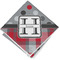 Red & Gray Dots and Plaid Cloth Napkin w/ Name and Initial