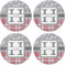 Red & Gray Dots and Plaid Coaster Round Rubber Back - Apvl