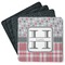 Red & Gray Dots and Plaid Coaster Rubber Back - Main