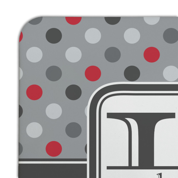 Red & Gray Dots and Plaid Coaster Set - DETAIL