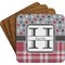 Red & Gray Dots and Plaid Coaster Set (Personalized)