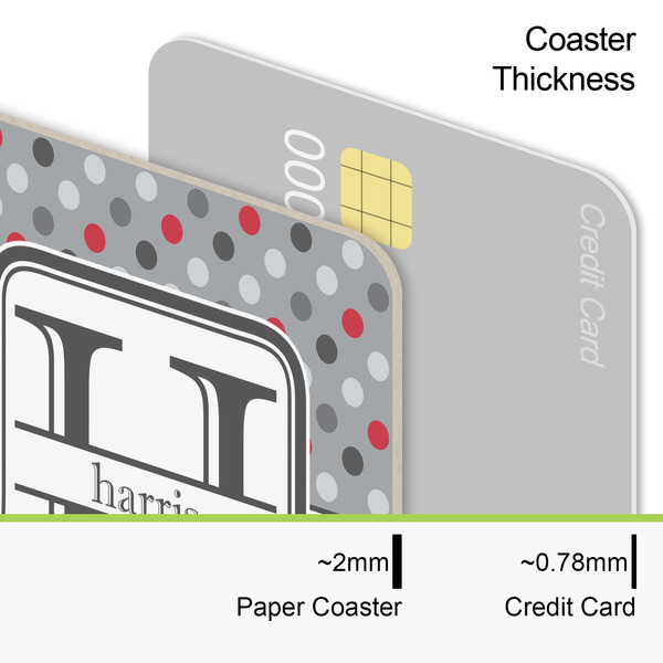 Red & Gray Dots and Plaid Coaster Thickness