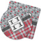Red & Gray Dots and Plaid Rubber Backed Coaster (Personalized)