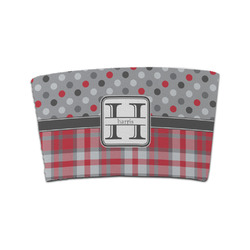 Red & Gray Dots and Plaid Coffee Cup Sleeve (Personalized)