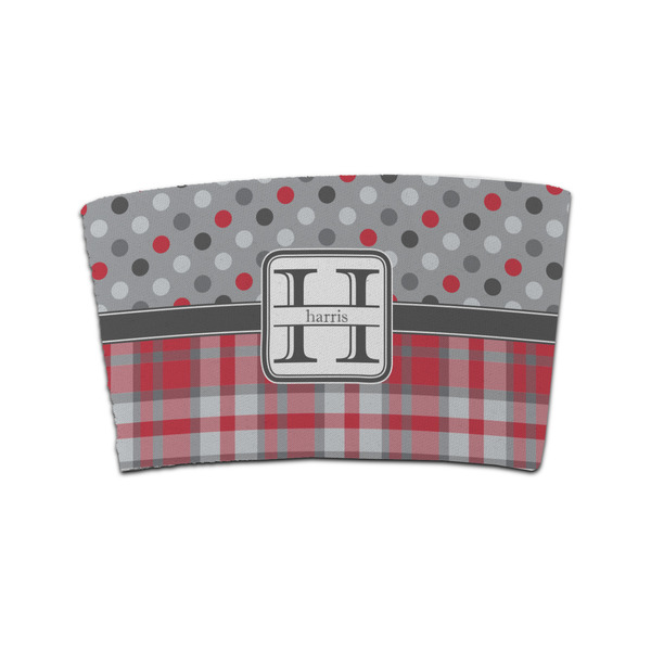 Custom Red & Gray Dots and Plaid Coffee Cup Sleeve (Personalized)