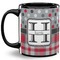 Red & Gray Dots and Plaid Coffee Mug - 11 oz - Full- Black
