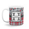 Red & Gray Dots and Plaid Coffee Mug (Personalized)