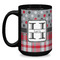 Red & Gray Dots and Plaid Coffee Mug - 15 oz - Black
