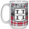 Red & Gray Dots and Plaid Coffee Mug - 15 oz - White Full