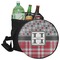 Red & Gray Dots and Plaid Collapsible Personalized Cooler & Seat