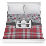 Red & Gray Dots and Plaid Comforter - Full / Queen (Personalized)