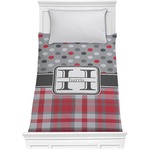 Red & Gray Dots and Plaid Comforter - Twin (Personalized)