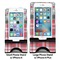 Red & Gray Dots and Plaid Compare Phone Stand Sizes - with iPhones