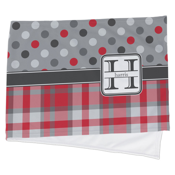 Custom Red & Gray Dots and Plaid Cooling Towel (Personalized)