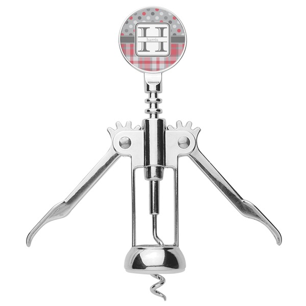 Red & Gray Dots and Plaid Corkscrew - Alt