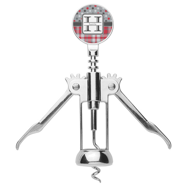 Red & Gray Dots and Plaid Corkscrew - Alt