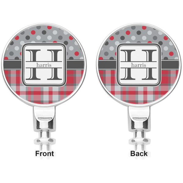 Red & Gray Dots and Plaid Corkscrew - Apvl