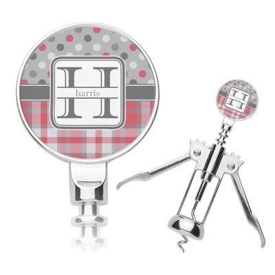 Red & Gray Dots and Plaid Corkscrew (Personalized)