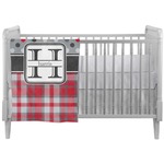Red & Gray Dots and Plaid Crib Comforter / Quilt (Personalized)