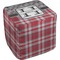 Red & Gray Dots and Plaid Cube Poof Ottoman (Top)