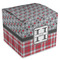 Red & Gray Dots and Plaid Cube Favor Gift Box - Front/Main