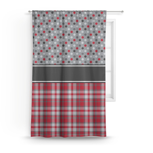 Custom Red & Gray Dots and Plaid Curtain