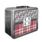 Red & Gray Dots and Plaid Custom Lunch Box / Tin