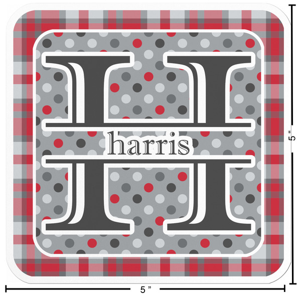 Red & Gray Dots and Plaid Custom Shape Iron On Patches - L - APPROVAL