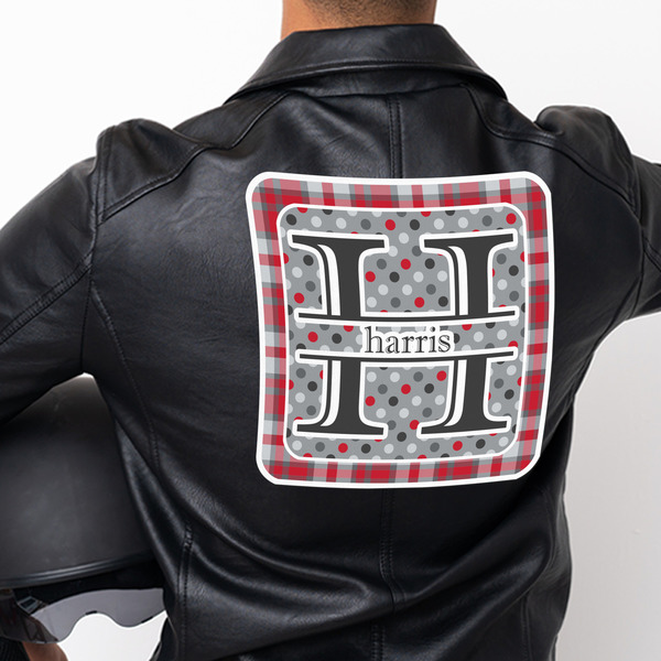 Red & Gray Dots and Plaid Custom Shape Iron On Patches - XXXL - APPROVAL