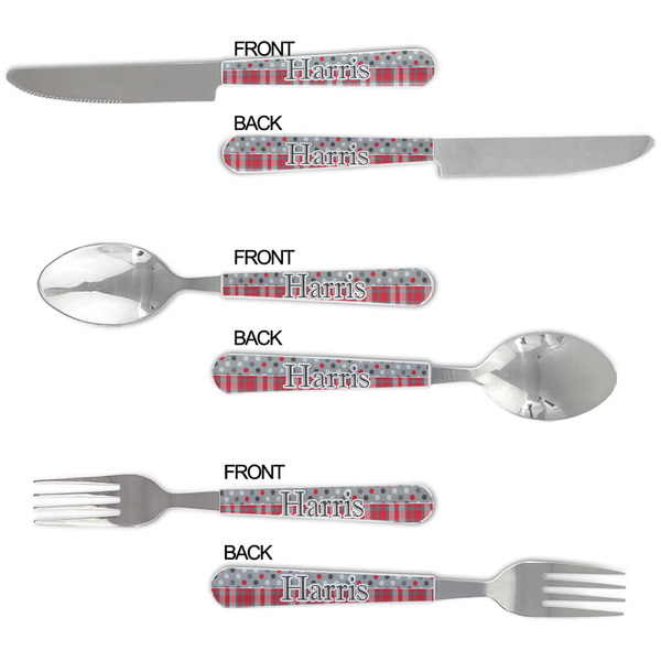 Red & Gray Dots and Plaid Cutlery Set - APPROVAL