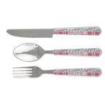 Red & Gray Dots and Plaid Cutlery Set (Personalized)