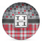 Red & Gray Dots and Plaid DecoPlate Oven and Microwave Safe Plate - Main