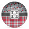 Red & Gray Dots and Plaid Microwave Safe Plastic Plate - Composite Polymer (Personalized)