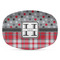 Red & Gray Dots and Plaid Microwave & Dishwasher Safe CP Plastic Platter - Main
