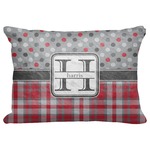 Red & Gray Dots and Plaid Decorative Baby Pillowcase - 16"x12" (Personalized)