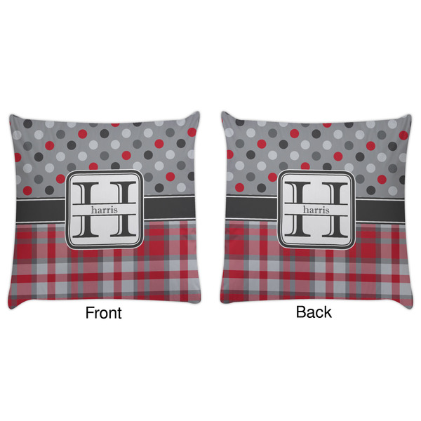 Red & Gray Dots and Plaid Decorative Pillow Case - Approval