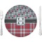 Red & Gray Dots and Plaid 10" Glass Lunch / Dinner Plates - Single or Set (Personalized)