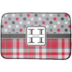 Red & Gray Dots and Plaid Dish Drying Mat (Personalized)